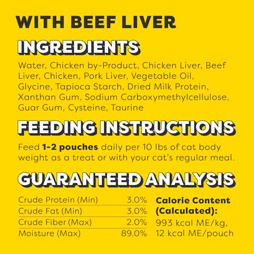 Temptations Creamy Puree with Beef Liver and Cheese, Variety Pack of Lickable, Squeezable Cat Treats, 0.42 oz Pouches, 24 Count