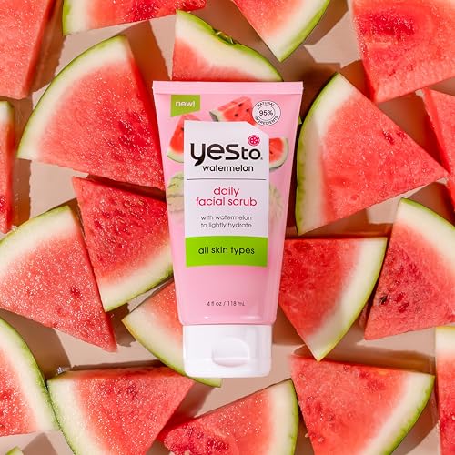 Yes To Watermelon Daily Facial Scrub, Invigorating and Exfoliating Cleanser That Melts Away Make Up, Lightly Hydrates With Antioxidants and Vitamin C, Natural, Vegan & Cruelty Free, 4 Ounce (Pack of 6)