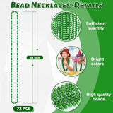 72PCS Green Bead Necklace, Mardi Gras Beads Necklace Accessories Bulk, Mardi Gras Xmas Necklaces Women Men, Parade Throw Accessories for Wedding Birthday Mardi Gras St. Patricks Christmas Decorations