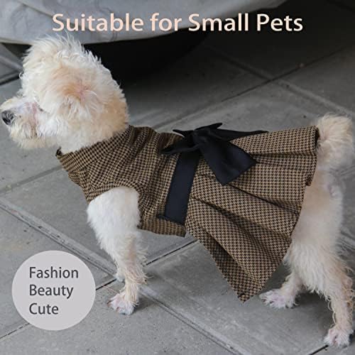 Pet Dresses for Small Dogs Cats Girl, Cute Princess Bowknot Dress Puppy Shirt All Weather Skirt Clothes Cat Apparel for Birthday Wedding Party Holiday (Grey&Black, Large)