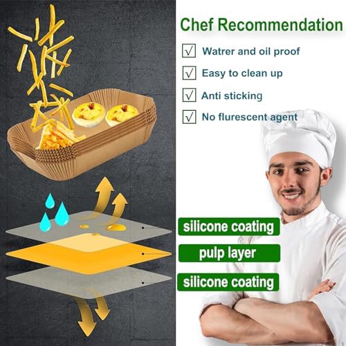 Air Fryer Liners for Ninja Dual, Air Fryer Parchment Paper Liners Disposable for Ninja DZ201, Ninja Foodi Liners, Disposable Ninja Dual Rectangular, AirFryer Paper Liners Rectangle Accessories Ninja