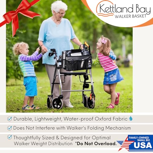 Walker Basket for Folding Walker, Walker Tray for Walker Bag for Walker Grabber Strap f/Walker Bag for Walkers Basket for Walker Bags for Folding Walker with Wheels Walker Accessories for Walker-GRAY
