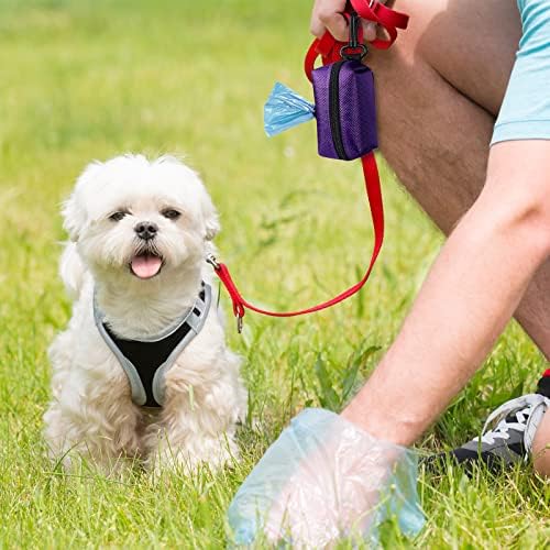 2Packs Dog Poop Bag Holder for Leash Attachment Dog Poop Bag Dispenser Dog Waste Bag Dispensers for Leash Accessory Dog Poop Bag Holders Fits Dog Leash Include Hand Free Holder Metal Carriers, Purple