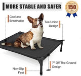 Elevated Dog Bed for Small Dogs, Raised Dog Cot Beds Fits Up to 150 LBs, Heavy Duty Pet Cots with Durable Supportive Teslin Recyclable Washable Mesh, Indoor & Outdoor Dog Bed, Black