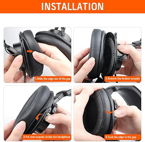 Replacement for Sony MDR 7506 Earpads Cushions, Noise Isolation Over Ear Headphone Pads Fit for Sony MDR V6/ MDR V7/ MDR-CD900ST, Soft Protein Leather Easy Installation (Black)
