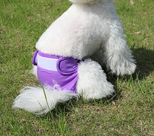 Female Dog Diapers for Small Dogs,4 Pack Reusable Washable Premium Puppy Diapers for Heat,Incontinence,Period Doggy Nappies,XS