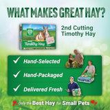 Small Pet Select 2nd Cutting Perfect Blend Timothy Hay Pet Food for Rabbits, Guinea Pigs, Chinchillas and Other Small Animals, Premium Natural Hay Grown in The US, 2 LB