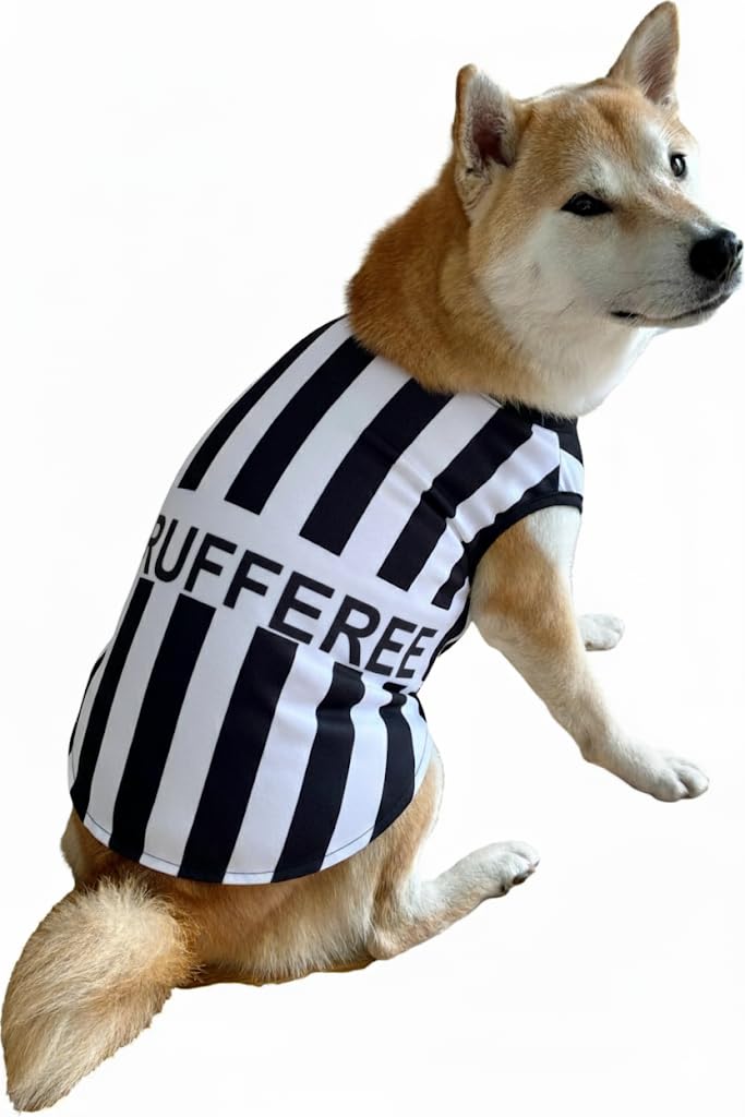 ComfyCamper Black and White Sports Referee Dog Cape Costume - XXL Cosplay Rufferee Halloween Costumes Christmas, XL