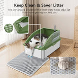 Stainless Steel Cat Litter Box, Extra Large Litter Boxes for Big Cats, XL Metal Cat Litter Box with Lid, Anti-Urine Leakage, Non-Sticky, Include Cat Mat and Litter Scoop