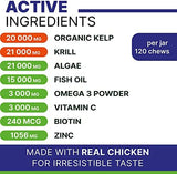 Omega 3 for Dogs - for Dry Itchy Skin - Fish Oil Chews - Skin & Coat Supplement - Itch Relief, Allergy, Anti Shedding, Hot Spots Treatment - w/EPA & DHA - Vitamins - Made in USA-120 Treats