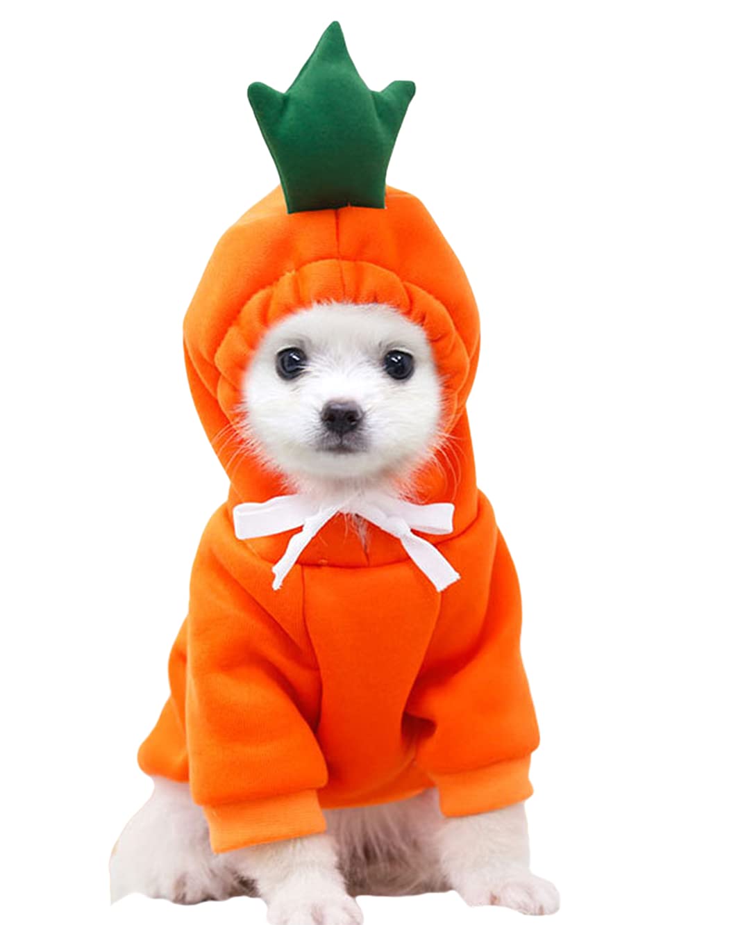 XIAOYU Pet Clothes Dog Hoodies Warm Sweatshirt Coat Puppy Autumn Winter Apparel Jumpsuit with Fruit Hood, Carrot, L