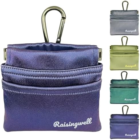 Dog Treat Pouch, Pocket Sized Pet Training Pouch, Hand Free Purple Dog Walking Bag with Carabiner, Self-Closing Pet Feed Snack Reward, for Puppy Travel or Outdoor Use, NanoPTC