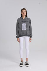 ALYC Pet Carrier Hoodie Cat Dog Pouch Holder Sweatshirt Large Pocket Pullover Shirt with Cat Ear for Women Dark Gray