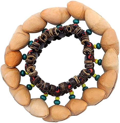 Cacho Seed Rattle Bracelet Anklet, 2 PCS African Shaker Nut Shell Bracelet Natural Percussion Accessories Musical Instrument