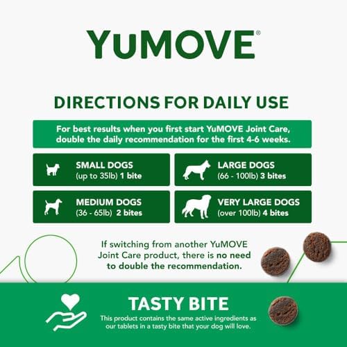 Dog Joint Supplement, Hip and Joint Supplement for Dogs with Glucosamine, Hyaluronic Acid, and Green Lipped Mussel and Omegas, Relief for Dog Hip and Joint Aches and Stiffness, by YuMOVE - 300 Bites
