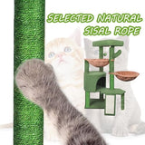 Wang Xin Three Layer Cat Tree with Cat Condo Scratch Pad and Two Hammocks,Green …