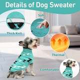 Dog Sweaters Dog Pullover Sweater Dog Clothes Cold Weather Cable Knitwear Thick Warm Outfits for Medium Dogs Large Dogs（Turquoise-XL