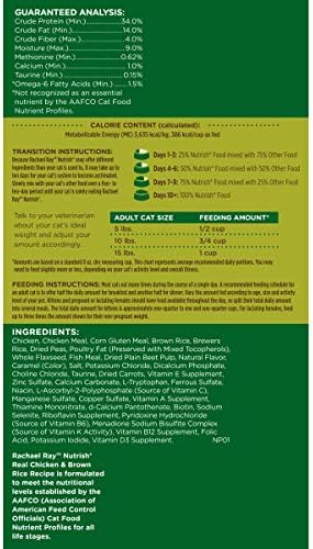 Rachael Ray Nutrish Premium Natural Dry Cat Food, Real Chicken & Brown Rice Recipe, 6 Pounds (Packaging May Vary)