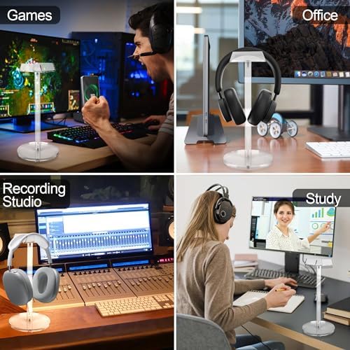 Acrylic Desktop Headphone Holder, Countertop Accessories Stand, Universal for All Music Gaming Headsets 1 Pack(DP015)