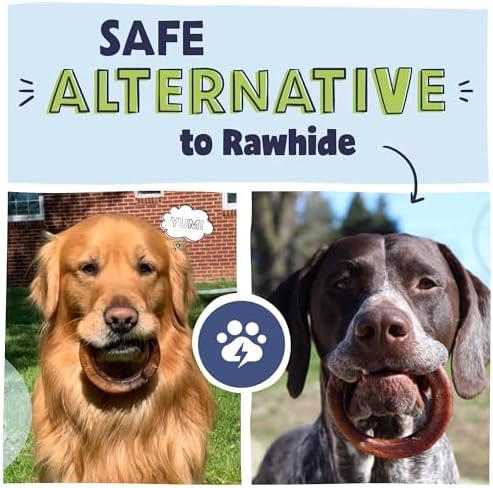 Pawstruck All-Natural 4" Bully Stick Rings for Dogs - Rawhide-Free, 100% Beef, Single Ingredient Dental Chew Bones - Fully Digestible, Low Odor - 3 Pack - Packaging May Vary