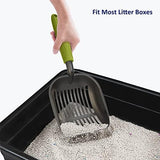 WePet Cat Litter Scoop, Non-Stick Plated Aluminum Alloy Sifter, Kitty Durable Metal Scooper, Deep Shovel, Long Handle, Kitten Pooper Lifter, Size Large, Coated Black Body with Green Handle