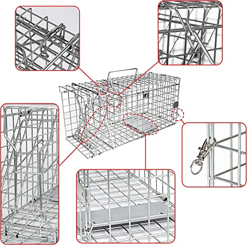 2-Pack H&B Rat Trap,Mouse Traps,Humane Live Animal Trap Cage,14.2x7.9x7.9inch,Work for Indoor and Outdoor,Catch and Release Stray Cats,Squirrels and Rodents,Medium(Silver)