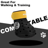 Dog Shoes Breathable Dog Shoe for Hot Pavement, Dog Booties and Paw Protectors, Non-Slip Waterproof Dog Sandals Boots (Black+Yellow, L: (3.1’’x2.5'')(L*W))