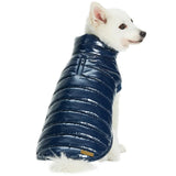 Blueberry Pet Cozy & Comfy Windproof Lightweight Quilted Fall Winter Glossy Dog Puffer Jacket in Navy Blue, Back Length 12.5", Size 10, Warm Coat for Small Dogs