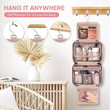 Travel Toiletry Bag for Women, Portable Makeup Cosmetic Bag with Hanging Hook, Travel Essentials 3 in 1 Packing Organizer Travel Bag for Accessories, Shampoo, Full-size Container, Toiletries