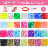 BESARME 28 Colors Rubber Bands for Hair with 7 Hair Styling Tools, 2100 Pcs Colorful Elastic Hair Ties Ponytail Holders Hair Accessories for Girls Baby Toddler Christmas Gifts