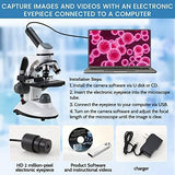 40X-2000X Microscopes for Kids Students Adults, with Microscope Prepared Slides 30p, 2.0 mp Camera, Microscope Accessories, Phone Adapter, Microscopes for School Laboratory Home Education