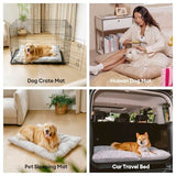 FUNNY FUZZY Washable Dog Crate Pad 35.4x22.8, Double-Sided Cooling Linen & Sherpa, Flat Crate Mat/Kennel Pad, Rectangle Dog Bed for Medium/Large Dogs & Cats, Charcoal Grey