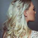 Bartosi Rhinestone Moon Hair Clips Star Hairpins Crystal Decorative Bobby Pins Retro Bride Wedding Hair Pins Side Clip Hair Accessories for Women and Girls (Pack of 3) (Bronze)