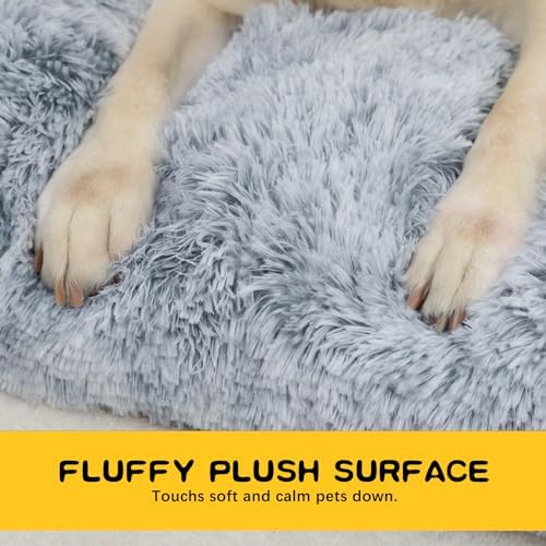XL Dog Bed Crate Pad Mat for Cages Washable Bed for Extra Large Size Dog Soft Kennel Pad Anti-Slip Pet Bed,42" x 27",Grey