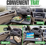 lebogner Steering Wheel Tray, Car Tray for Eating, Hook On Steering Wheel Desk for Food, Laptop and Car Accessories, Car Road Trip Must Haves Gadgets Car Table (Black)
