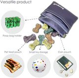 Dog Treat Pouch, Pocket Sized Pet Training Pouch, Hand Free Purple Dog Walking Bag with Carabiner, Self-Closing Pet Feed Snack Reward, for Puppy Travel or Outdoor Use, NanoPTC