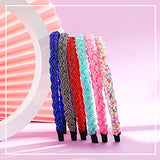 MTLEE 6 Pieces Beaded Headbands for Women Sparkly Crystal Beaded Hair Hoop Hairbands Multiple Color Hair Accessories Head Bands Christmas Gift(Vivid Colors)