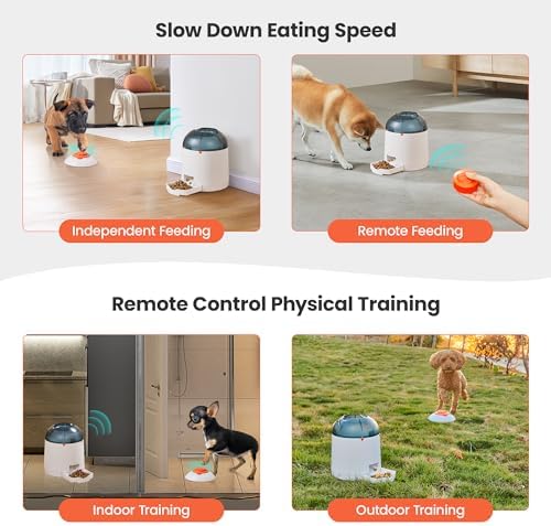 Potaroma Dog Puzzle Feeder Toy, Interactive IQ Training, Electronic Dog Toys, Automatic Rechargeable Treat Dispenser, Push Remote for Dog Food Dispensing for All Breeds of Dogs, 280ml Capacity