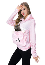Unisex Pet Carrier Hoodie Cat Dog Pouch Holder Sweatshirt Shirt Top M Pink