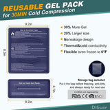 Knee Ice Pack Wrap Around Entire Knee After Surgery, Adjustable Velcro Knee Brace with 2 Size Reuseable Cold/Hot Gel Ice Pack for Knees Replacement with Cold Compression, Relief for Arthritis Pain