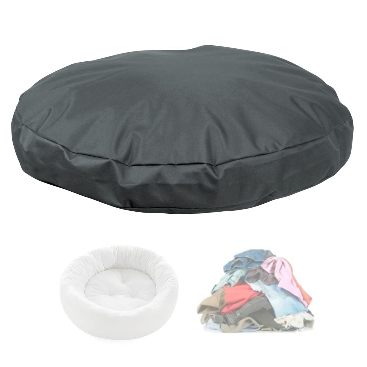 SELUGOVE Round Dog Bed Replacement Cover 36D × 4H Inch Washable Grey Thickened Waterproof Oxford Fabric with Handle and Zipper Reusable Dog Bed Liner for Small to Medium 25-35 Lbs Puppy