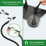 Magnifying Glass with Light and Stand, EOOKU Flexible Magnetic Helping Hand, 5X&10X 12V 108pcs LED Beads Magnifying Lamp, 3 Modes Adjustable Swivel Gooseneck Arms & Heavy Duty Base Plate