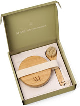 CSM Dry Brushing Body Brush Set- Natural Bristle Body Brush, Exfoliating Face Brush for Soft Skin: Kit contains 1 Dry Brush for Face + 1 Body Brush for Lymphatic Drainage, Cellulite, and Circulation