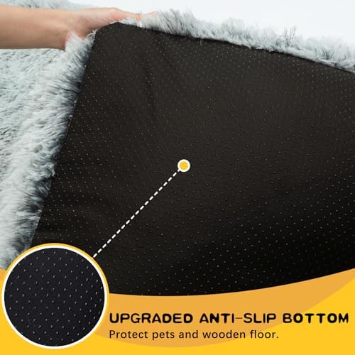 XL Dog Bed Crate Pad Mat for Cages Washable Bed for Extra Large Size Dog Soft Kennel Pad Anti-Slip Pet Bed,42" x 27",Grey
