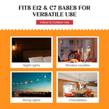 CREATIVE HOBBIES Replacement Light Bulbs for Electric Candle Lamps, Window Candles, & Chandeliers - 7 Watt Candelabra (E12), Clear, Steady Burning, 120v 7w Bulb - Pack of 12