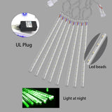 Weepong Halloween Lights Outdoor, Meteor Shower Lights Christmas Lights for Halloween Decorations, 8Tube 192LED Snow Falling Rain Icicle String Lights for Xmas Christmas Decor Tree Party,UL Plug Green