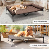 Veehoo Cooling Elevated Dog Bed Add Removable Waterproof Bolster Cushion Mat, Raised Pet Cot with Breathable Teslin Mesh, No-Slip Feet, Dog Sofa Bed for Indoor Outdoor, XLarge, Brown CWC2331B