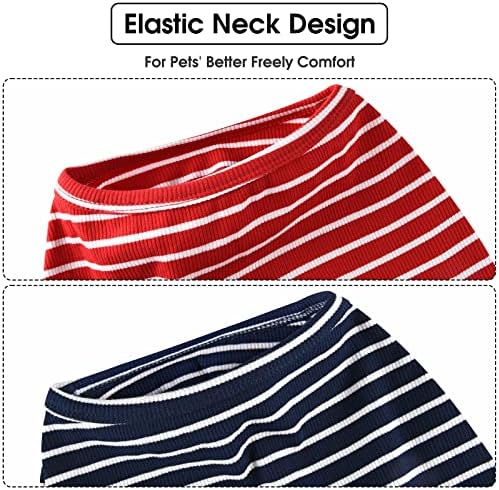 Koneseve Dog Shirt Vest Lightweight Stretchy Dog T-Shirts Soft Cool Shirts Sleeveless Stripe Vests Breathable Clothes for Puppy Kitty Cat Small Medium Large Dogs 2 Pack Red + Blue [M/Medium]