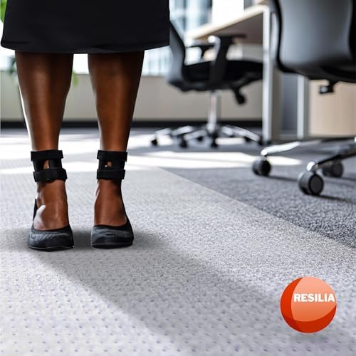 RESILIA Industrial Deep Pile Carpet Runner - Crosshatch Pattern Non Slip Carpet & Rug Protector Mat, Waterproof Clear Plastic Vinyl Floor Covering, 24 Inches Wide x 25 Feet Long