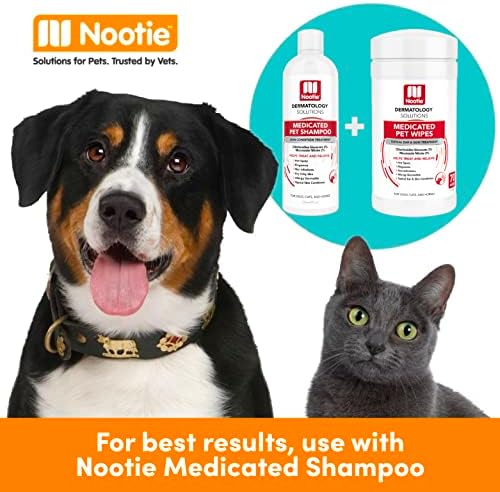 Nootie Medicated Dog Wipes, 2% Chlorhexidine and 2% Miconazole Formulated Pet Wipes for Dogs and Cats - 5"x 6" Size XL Wipes - 70 Count - Sold in Over 10,000 Vet Clinics and Pet Stores Worldwide